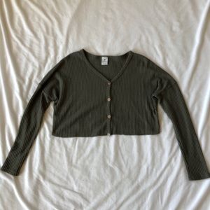 Olive Green Cropped Sweater